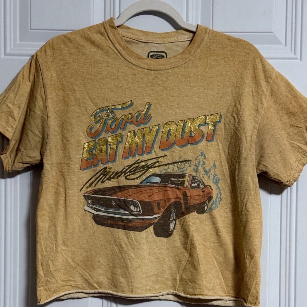 Ford‎ Eat My Dust Mustang Vintage Tee Shirt SZ Small Raw Rolled Hem